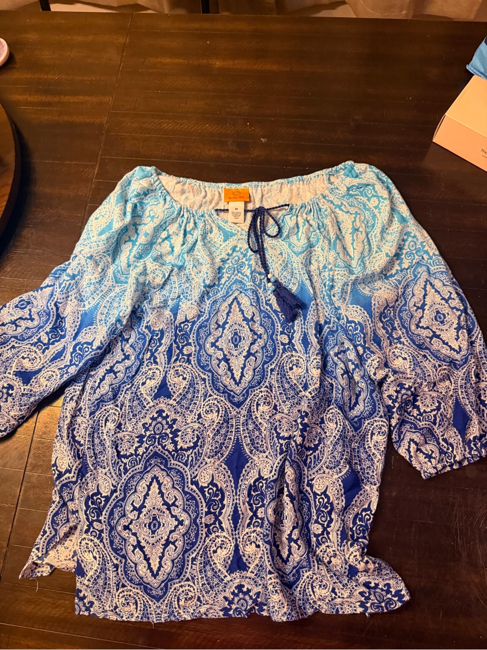Ruby Rd. Blue Gradient Paisley Tunic - Picture 2 of 5
